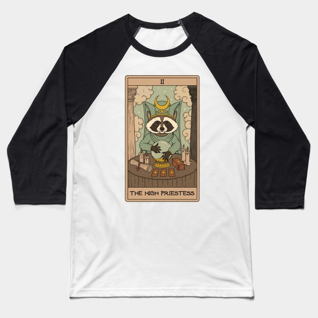 The High Priestess - Raccoons Tarot Baseball T-Shirt by thiagocorrea